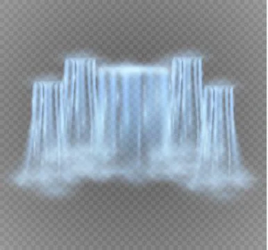 Realistic vector waterfall with clear water. Natural element for design Illustrazione stock