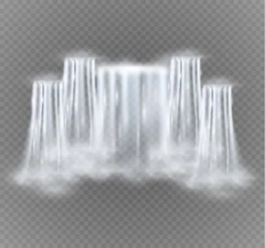 Realistic vector waterfall with clear water. Natural element for design Illustrazione stock