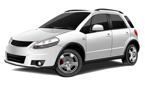 Realistic vector white car coupe sport transportation on isolated background Stock Illustration