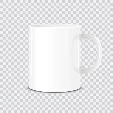 Realistic vector white cup isolated on transparent background Stock Illustration