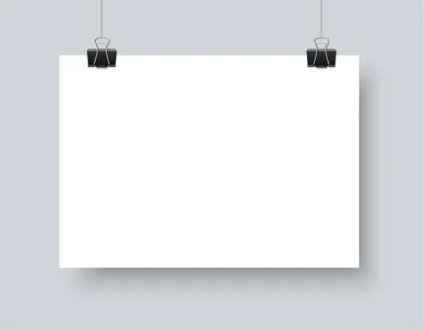 Realistic vector white paper A4 horizontal mockup Stock Illustration