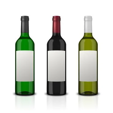Realistic vector wine bottles with blank label set isolated on white backgrou Stock-Illustration