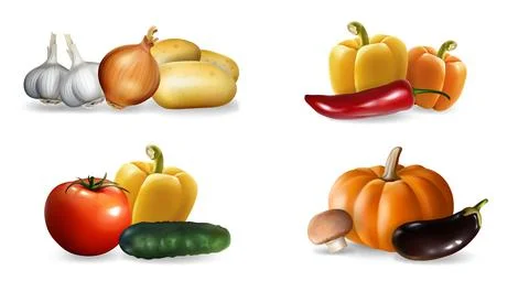 Realistic vegetables set collection Stock Illustration