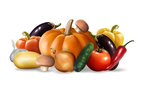 Realistic vegetables set collection Stock Illustration