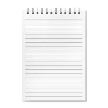Realistic vertical lined notebook with shadow Stock Illustration