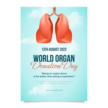 Realistic vertical poster template for world organ donation day Stock Illustration