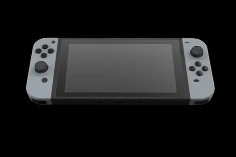 Realistic video game controllers attached to touch screen isolated on black Stock Illustration