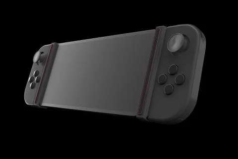 Realistic video game controllers attached to mobile phone isolated on black Illustrazione stock