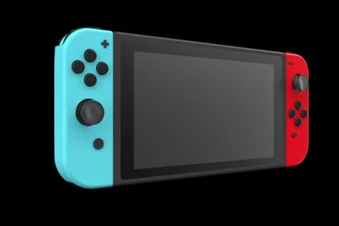 Realistic video game controllers attached to touch screen isolated on black Stock Illustration