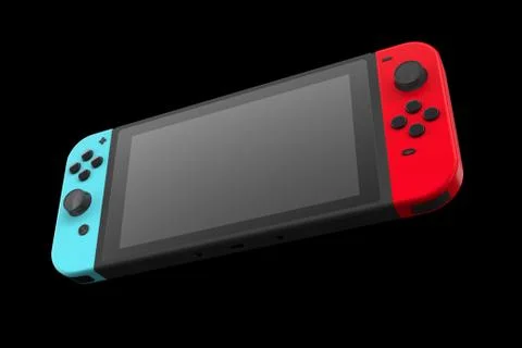 Realistic video game controllers attached to touch screen isolated on black Stock Illustration