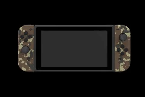 Realistic video game controllers attached to touch screen isolated on black Stock Illustration