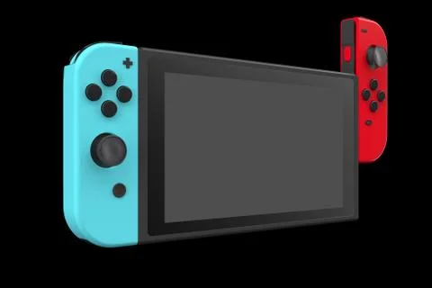 Realistic video game controllers attached to touch screen isolated on black Stock Illustration