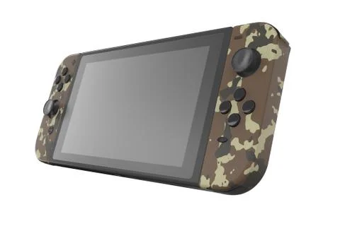 Realistic video game controllers attached to touch screen isolated on white Stock Illustration