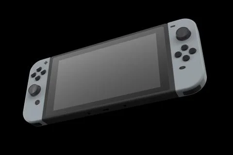 Realistic video game controllers attached to touch screen isolated on black Stock Illustration