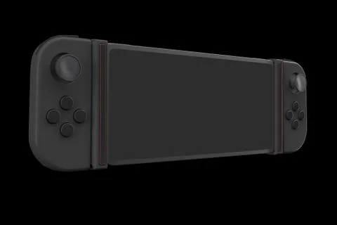 Realistic video game controllers attached to mobile phone isolated on black Stock Illustration