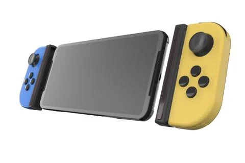 Realistic video game controllers attached to mobile phone isolated on white Stock Illustration
