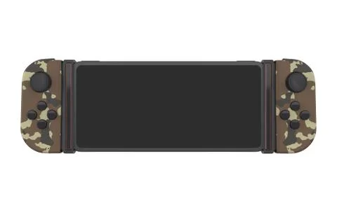 Realistic video game controllers attached to mobile phone isolated on white Stock Illustration
