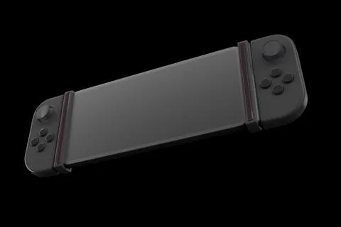 Realistic video game controllers attached to mobile phone isolated on black Stock Illustration