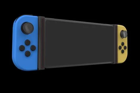 Realistic video game controllers attached to mobile phone isolated on black Illustrazione stock