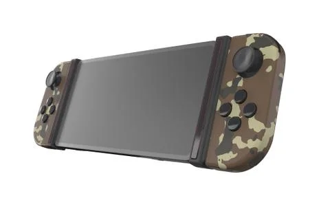 Realistic video game controllers attached to mobile phone isolated on white Stock Illustration