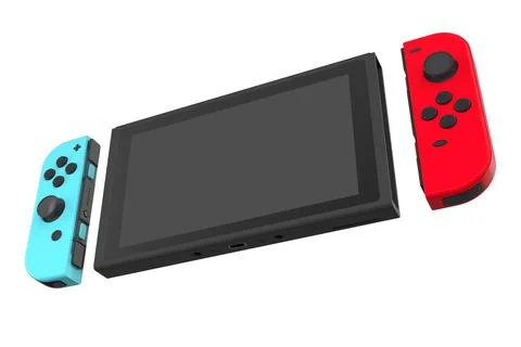 Realistic video game controllers attached to touch screen isolated on white Stock Illustration