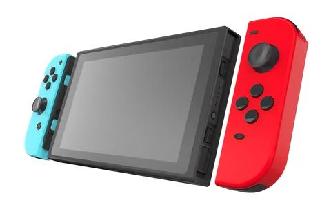 Realistic video game controllers attached to touch screen isolated on white Stock Illustration