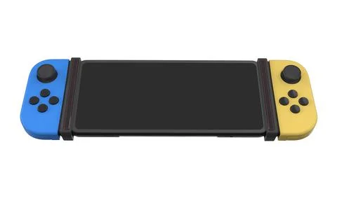 Realistic video game controllers attached to mobile phone isolated on white Stock Illustration