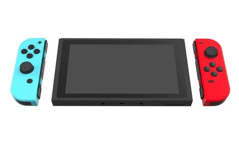 Realistic video game controllers attached to touch screen isolated on white Stock Illustration