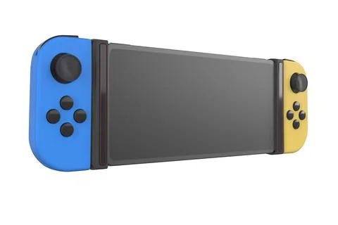 Realistic video game controllers attached to mobile phone isolated on white Stock Illustration