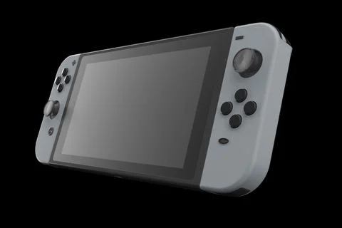 Realistic video game controllers attached to touch screen isolated on black Stock Illustration
