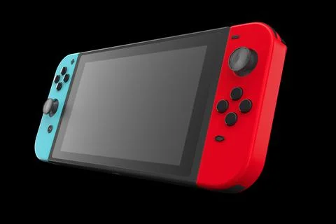 Realistic video game controllers attached to touch screen isolated on black Stock Illustration
