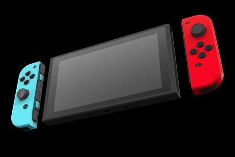 Realistic video game controllers attached to touch screen isolated on black Stock Illustration