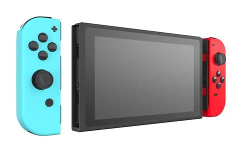 Realistic video game controllers attached to touch screen isolated on white Stock Illustration