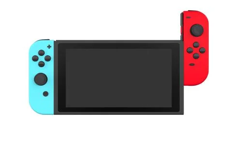 Realistic video game controllers attached to touch screen isolated on white Stock Illustration