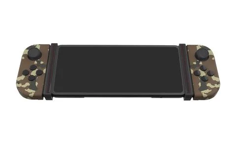 Realistic video game controllers attached to mobile phone isolated on white Stock Illustration