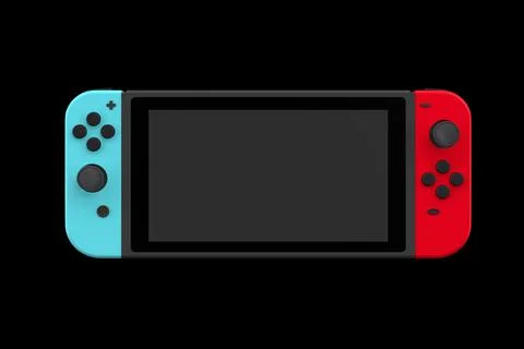Realistic video game controllers attached to touch screen isolated on black Stock Illustration