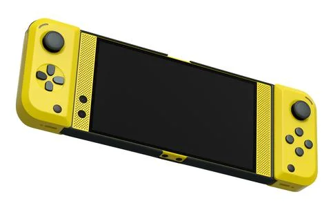 Realistic video game controllers attached to mobile phone on white background Stock Illustration