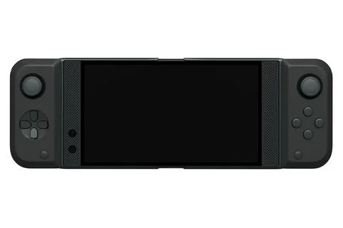 Realistic video game controllers attached to mobile phone on white background Stock Illustration