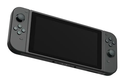 Realistic video game controllers attached to mobile phone on white background Illustrazione stock