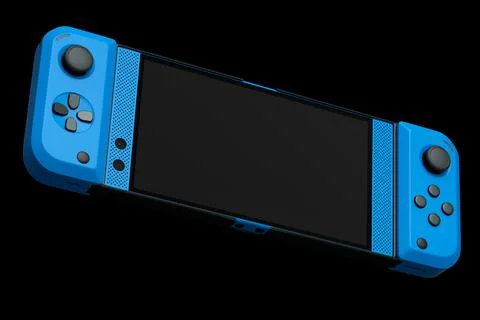 Realistic video game controllers attached to mobile phone on black background Stock Illustration