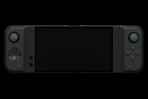Realistic video game controllers attached to mobile phone on black background Stock Illustration