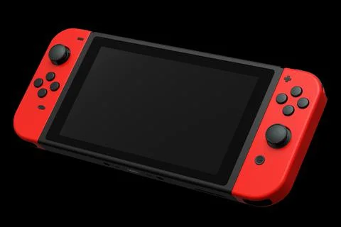 Realistic video game controllers attached to mobile phone on black background Stock Illustration
