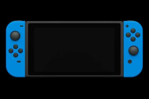 Realistic video game controllers attached to mobile phone on black background Stock Illustration