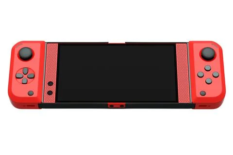 Realistic video game controllers attached to mobile phone on white background Stock Illustration