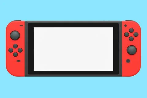 Realistic video game controllers attached to mobile phone on blue background Stock Illustration