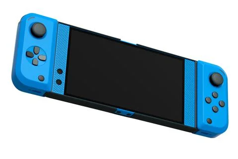 Realistic video game controllers attached to mobile phone on white background Stock Illustration
