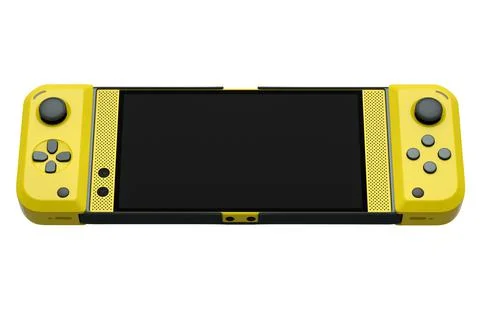 Realistic video game controllers attached to mobile phone on white background Stock Illustration