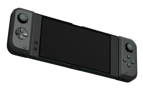 Realistic video game controllers attached to mobile phone on white background Stock Illustration