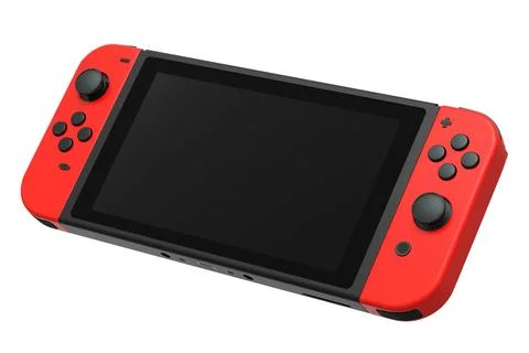 Realistic video game controllers attached to mobile phone on white background Stock Illustration