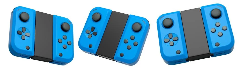 Realistic video game controllers console attached to mobile phone isolated on Stock Illustration